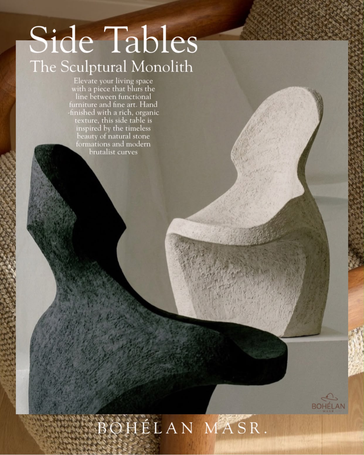 Sculptural monolithic side table
