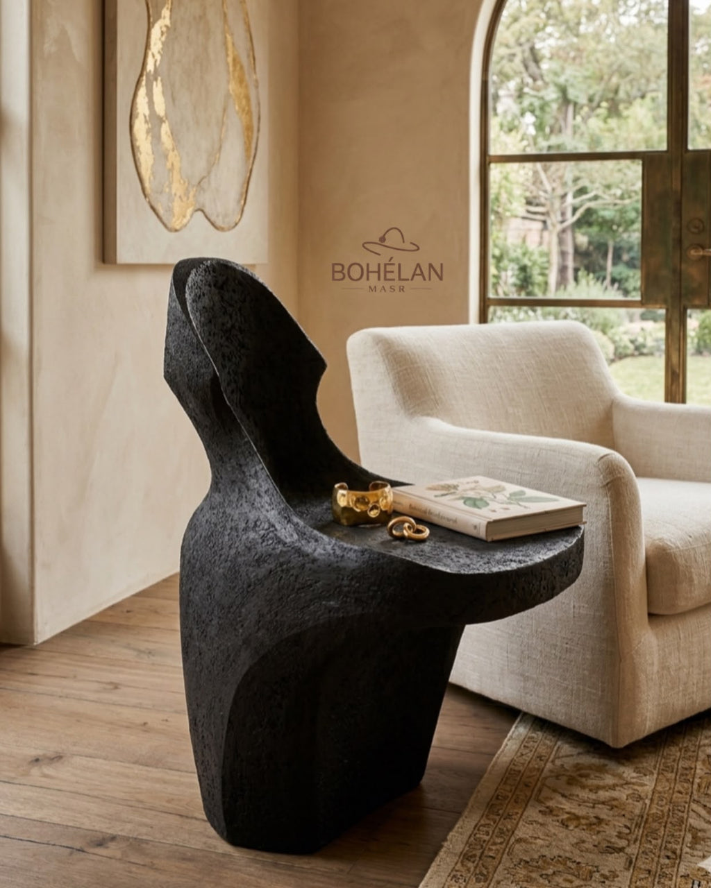 Sculptural monolithic side table
