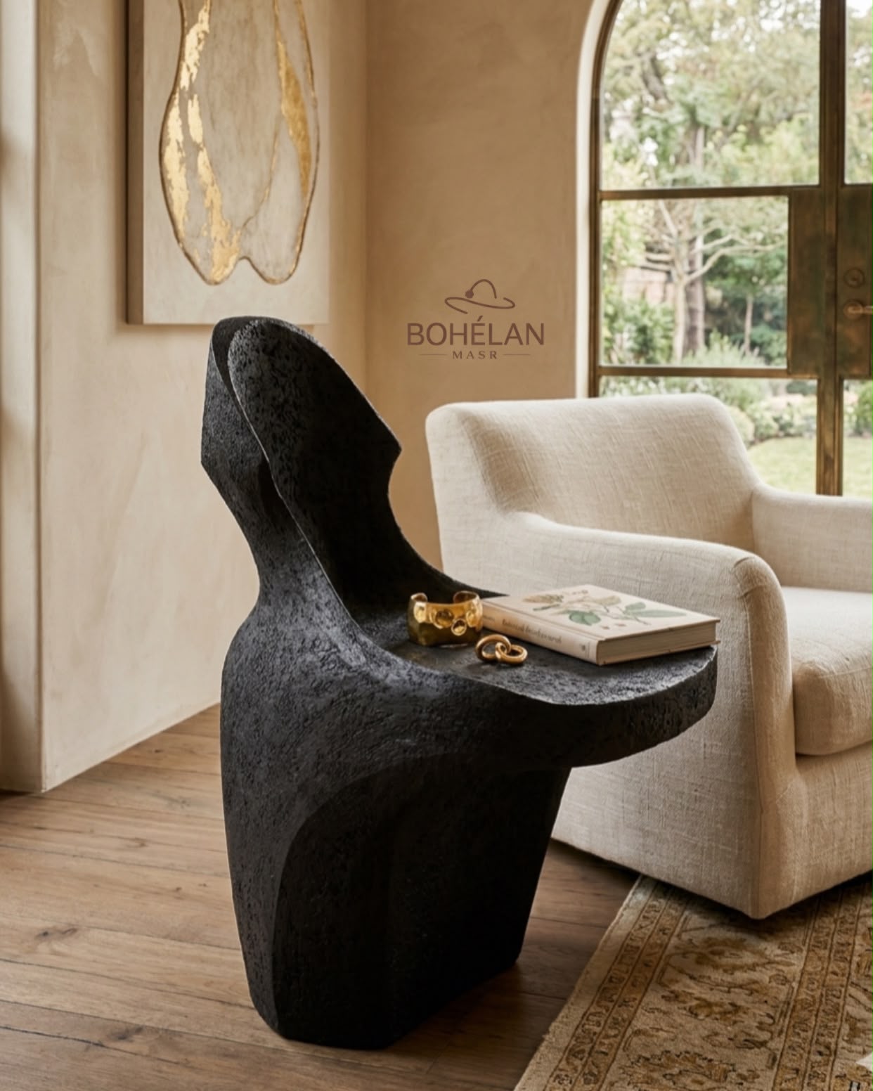 Sculptural monolithic side table