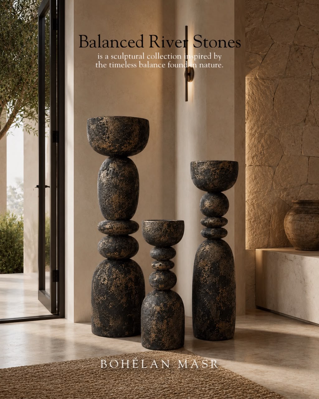 Balanced river stones sculptures